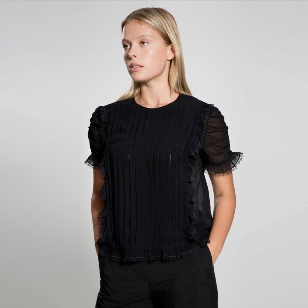 Max Studio Black Sheer Top - image 3